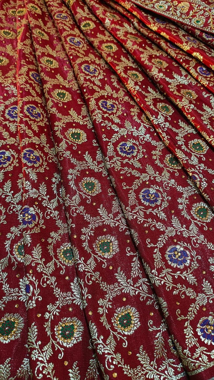 MAROON MEENAKARI GHARARA WITH SKIRT DUPATTA