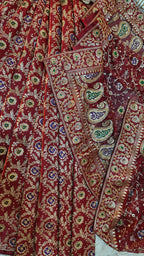 MAROON MEENAKARI GHARARA WITH SKIRT DUPATTA