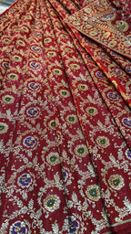 MAROON MEENAKARI GHARARA WITH SKIRT DUPATTA