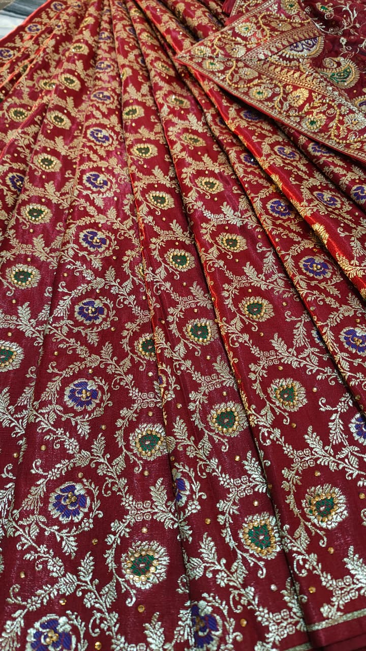 MAROON MEENAKARI GHARARA WITH SKIRT DUPATTA