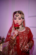 Maroon shade Embroidered Gharara with chiffon silk base