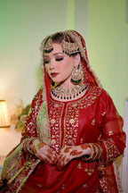Maroon shade Embroidered Gharara with chiffon silk base
