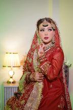 Maroon shade Embroidered Gharara with chiffon silk base
