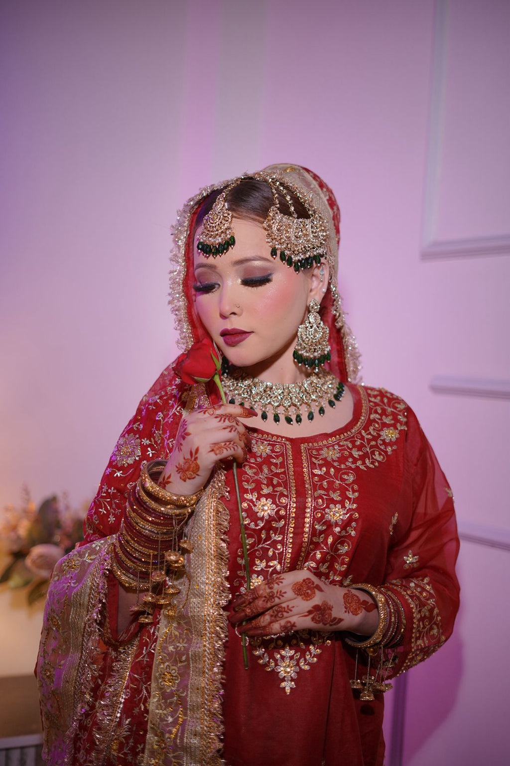 Maroon shade Embroidered Gharara with chiffon silk base