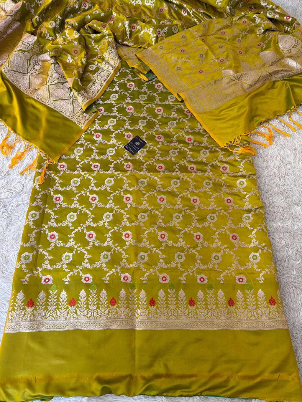 PARROT COLOR MASHRU SILK 3 PIECE SUIT