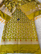 PARROT COLOR MASHRU SILK 3 PIECE SUIT