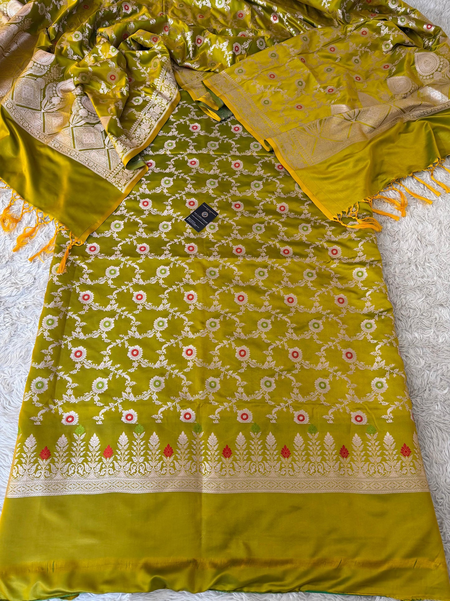 PARROT COLOR MASHRU SILK 3 PIECE SUIT