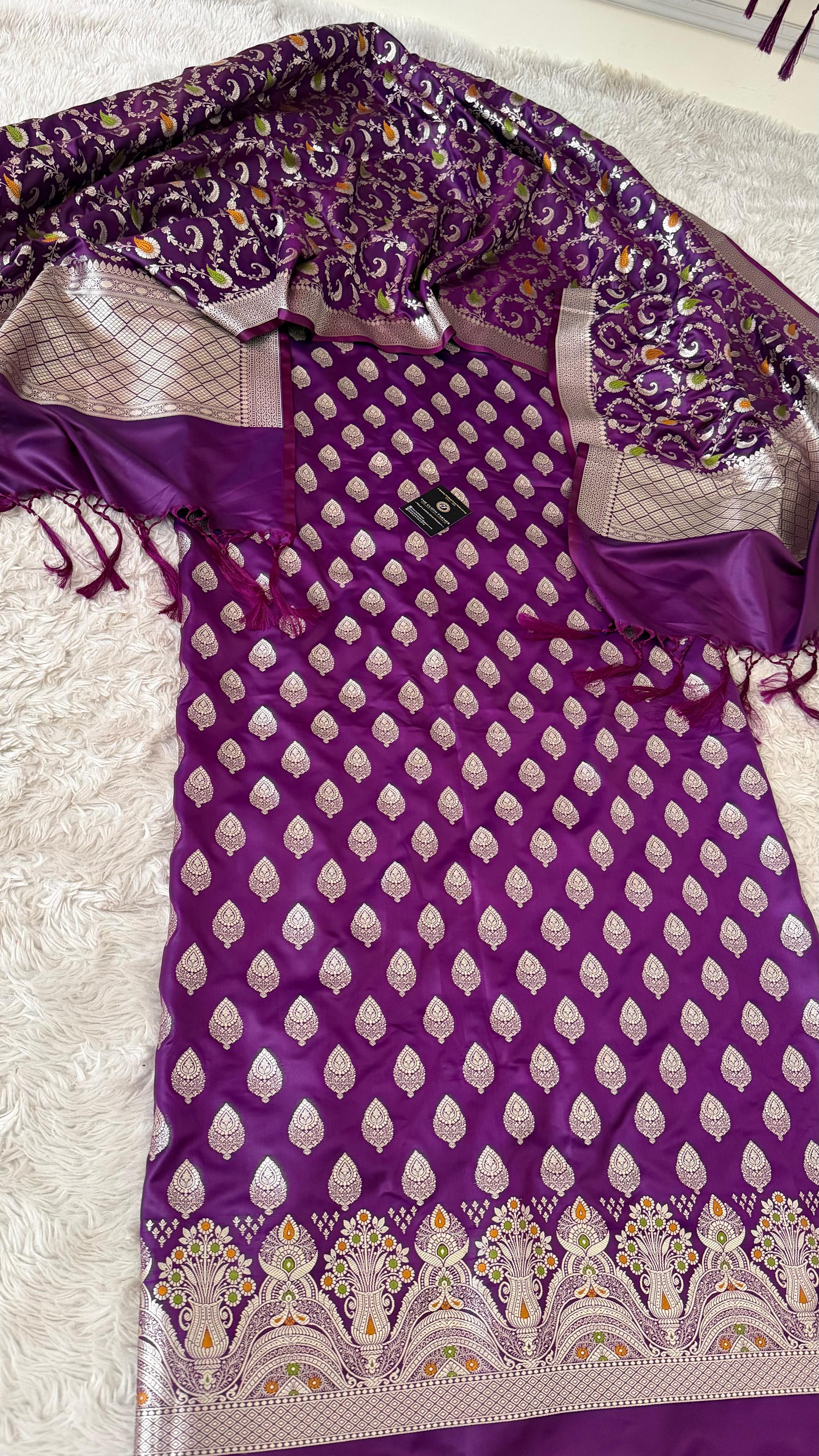 PURPLE COLOR MASHRU SILK 3 PIECE SUIT