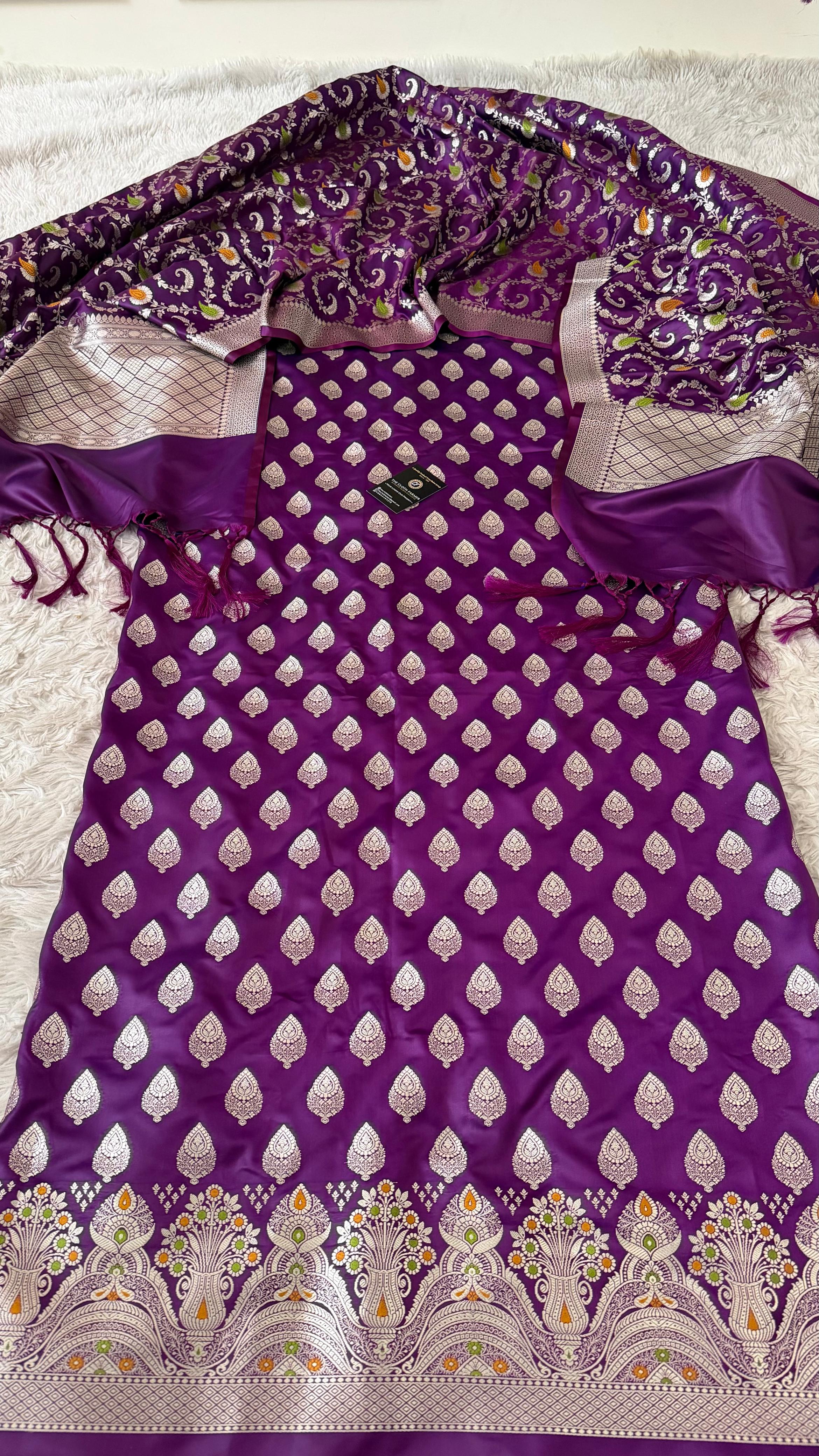 PURPLE COLOR MASHRU SILK 3 PIECE SUIT