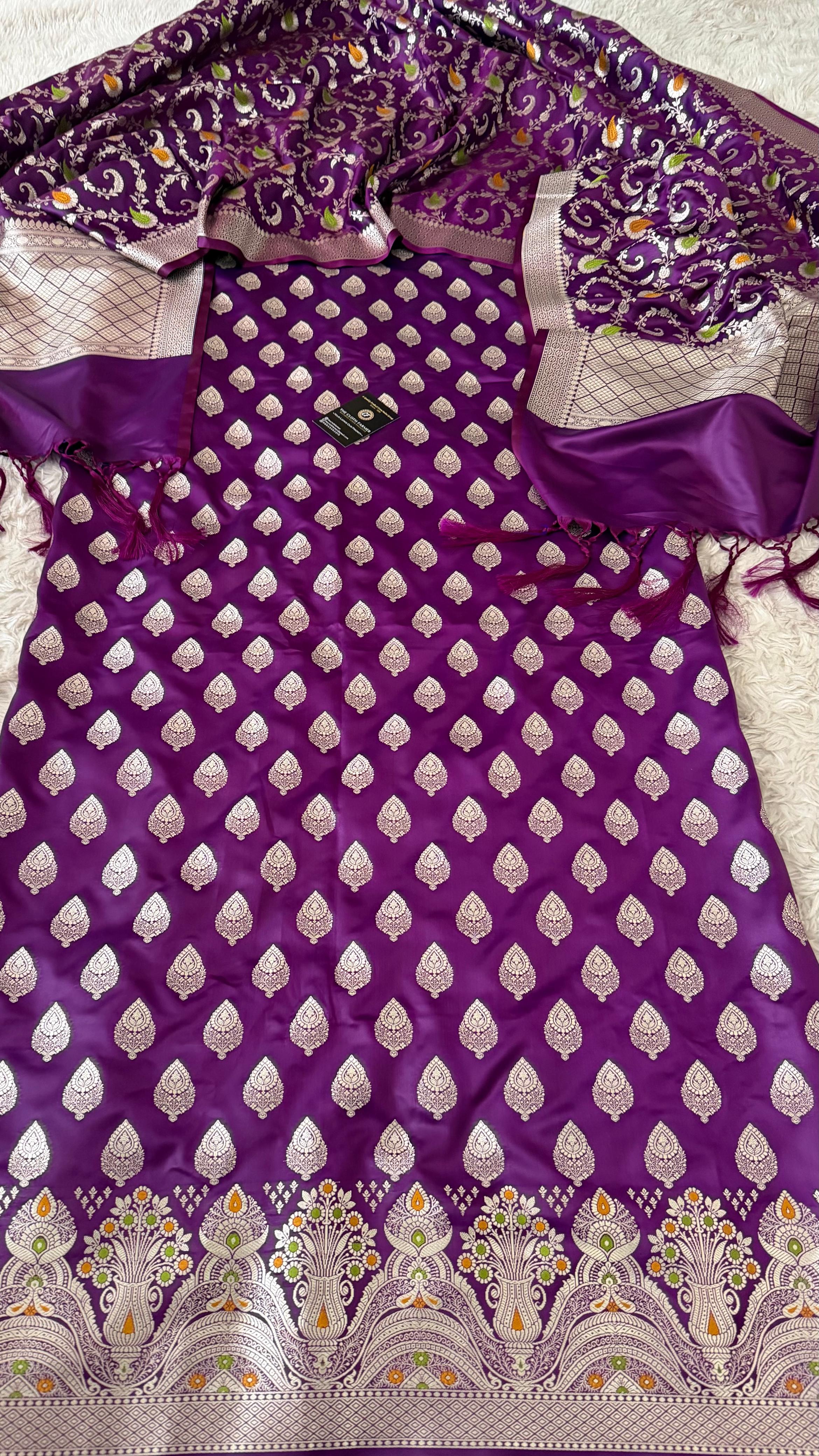 PURPLE COLOR MASHRU SILK 3 PIECE SUIT