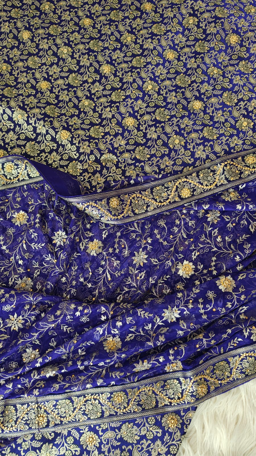 MID NIGHT BLUE KIMKHAB GHARARA