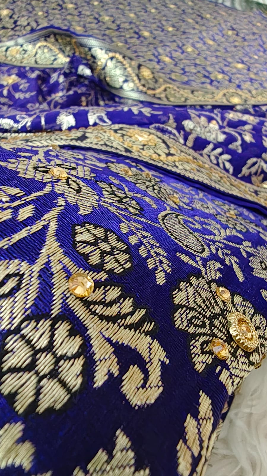 MID NIGHT BLUE KIMKHAB GHARARA