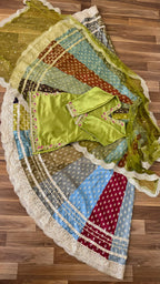 MULTI SHADE BANARASI RAW SILK LEHENGA WITH ZARDOZI TOP