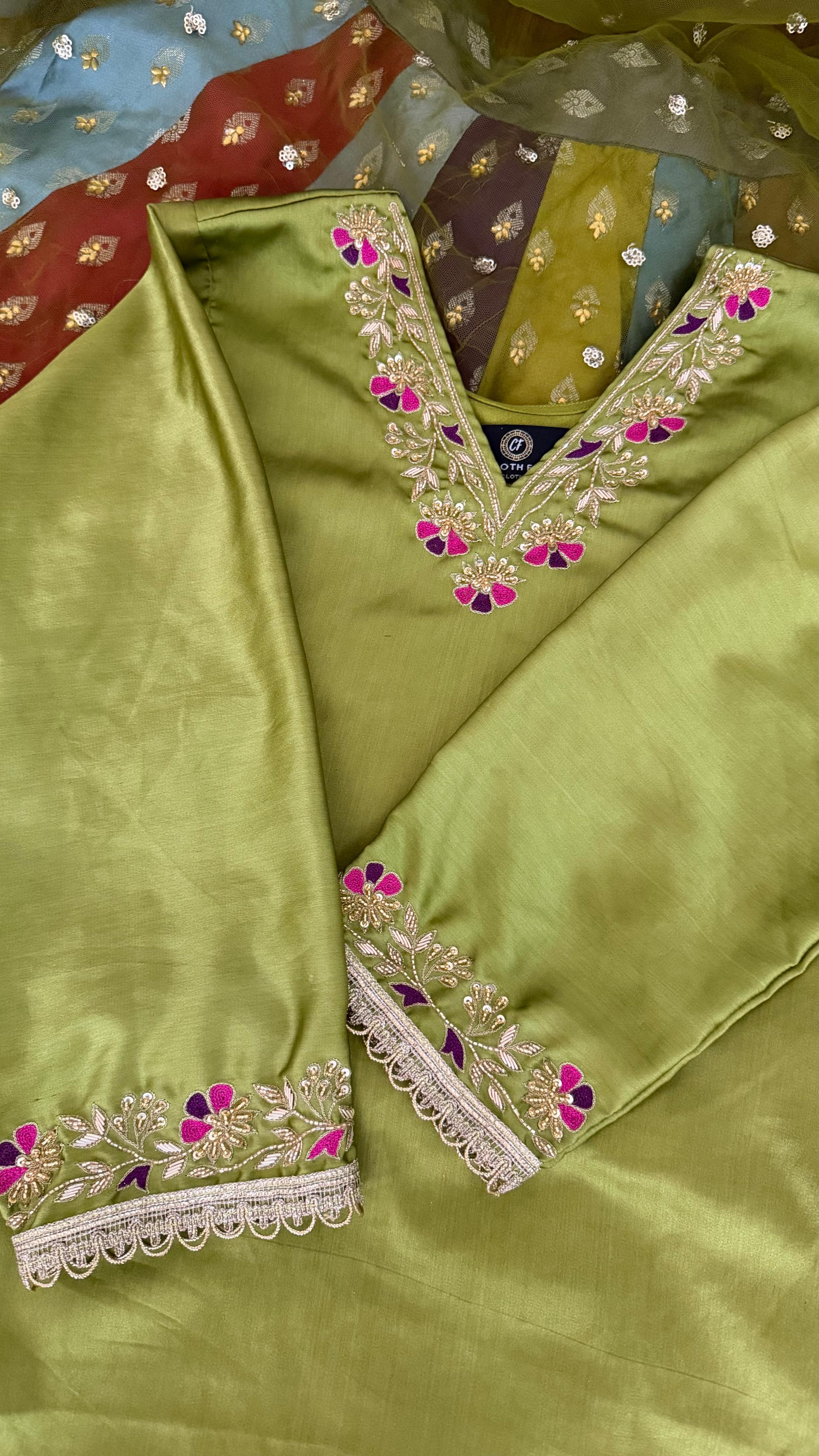 MULTI SHADE BANARASI RAW SILK LEHENGA WITH ZARDOZI TOP