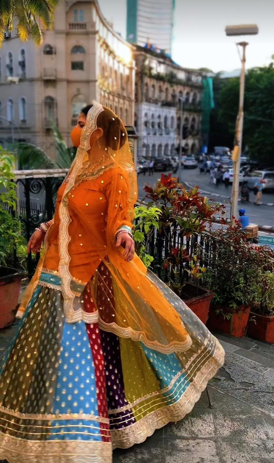 MULTI SHADE BANARASI RAW SILK LEHENGA WITH DECENT BOOTI PATTERN
