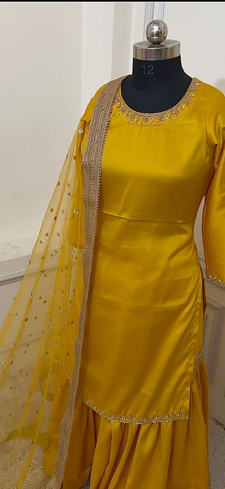 MUSTARD HALDI HAND WORK GHARARA