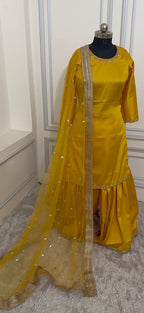MUSTARD HALDI HAND WORK GHARARA