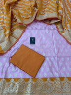 MUSTARD BABY PINK CONTRAST COTTON SILK 3 PIECE SUIT
