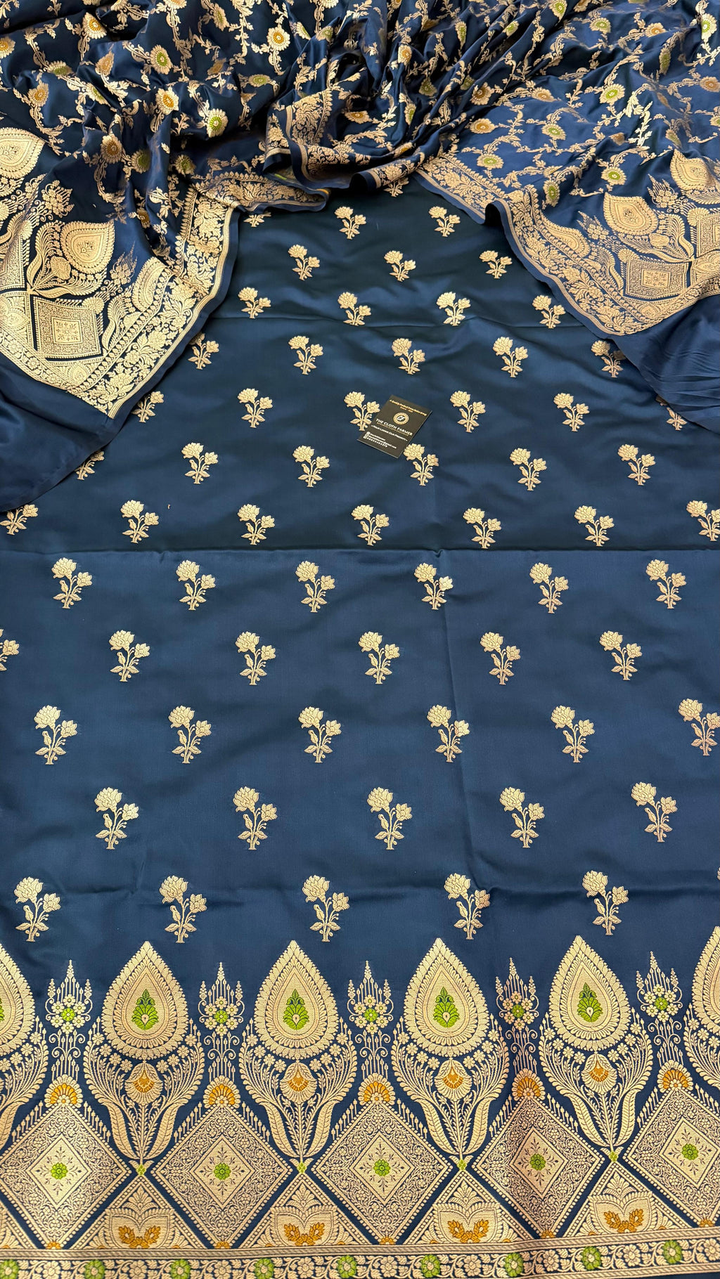 NAVY BLUE MASHRU SILK 3 PIECE SUIT