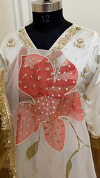 OFF WHITE ANARKALI SUIT WITH HAND WORK DUPATTA