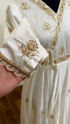 OFF WHITE ANARKALI SUIT WITH HAND WORK DUPATTA