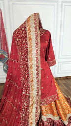 ORANGE MAROON FARSHI LEHENGA