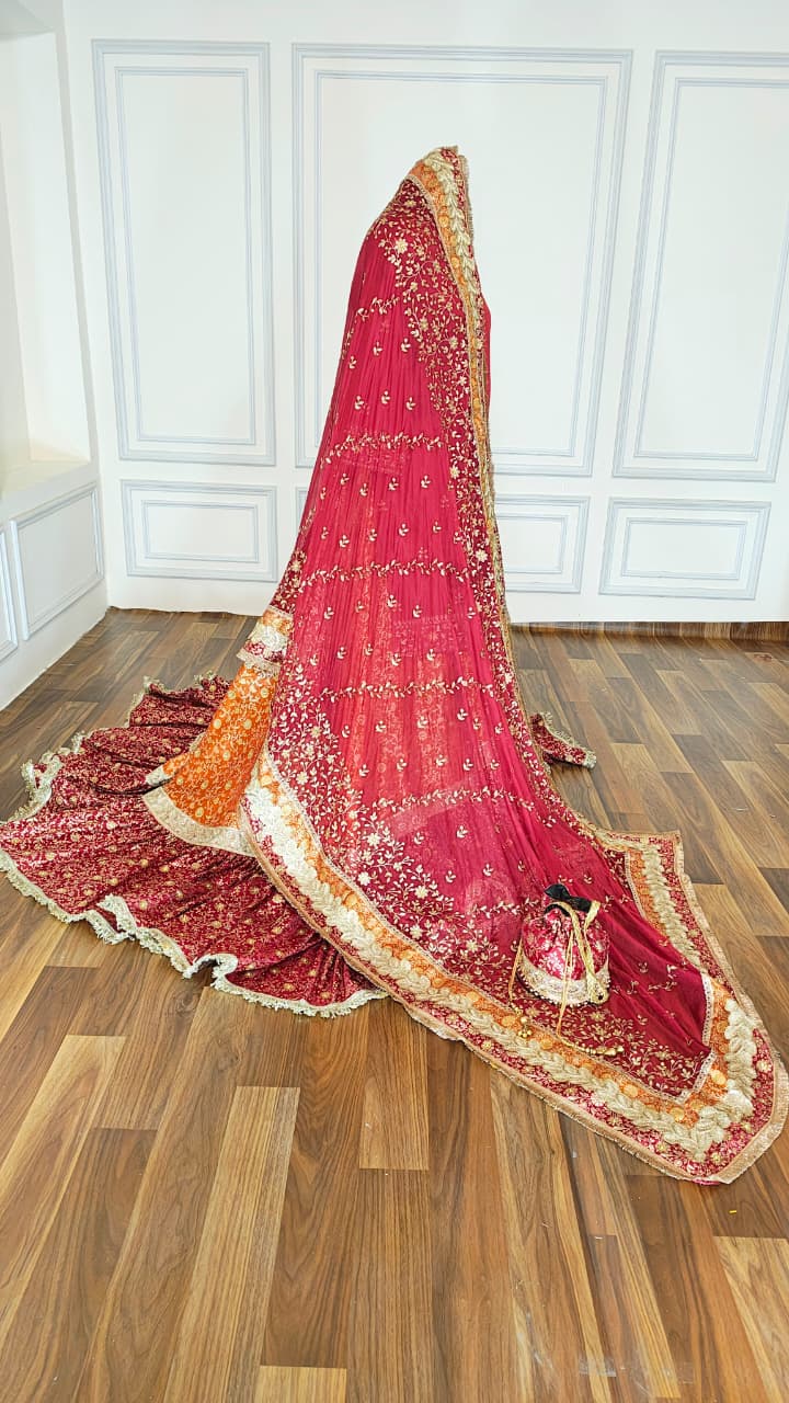 ORANGE MAROON FARSHI LEHENGA