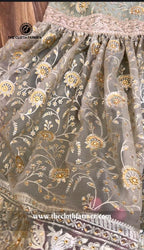 IVORY SHADE JAAL PATTERN ORGANZA GHARARA