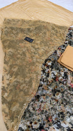 PRINTED CONTRAST SHADE SILKY ORGANZA SILK 3 PIECE SUIT