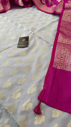 BABY BLUE PURPLE CONTRAST COTTON SILK 3 PIECE SUIT