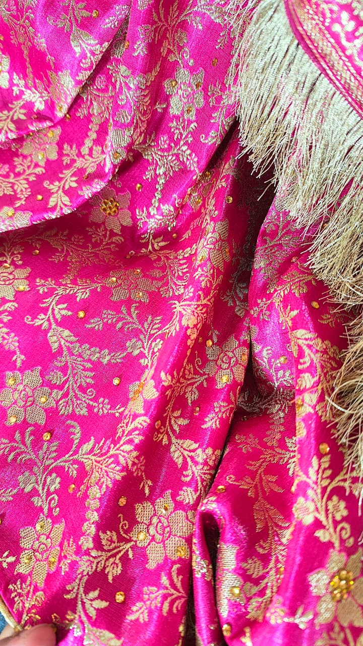 RANI PINK BANARASI KIMKHAB GHARARA WITH DESIGHNER DUPATTA