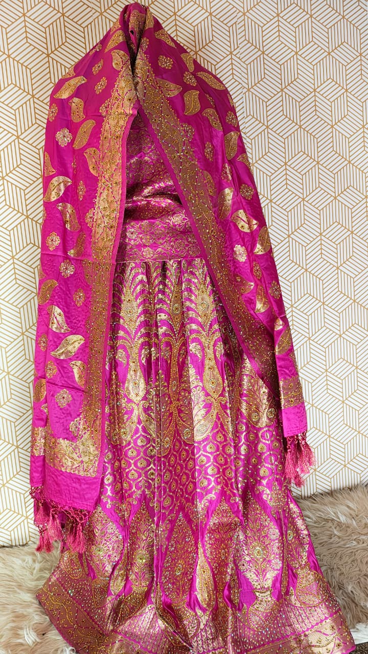 RANI PINK BANARASI KIMKHAAB LEHENGA