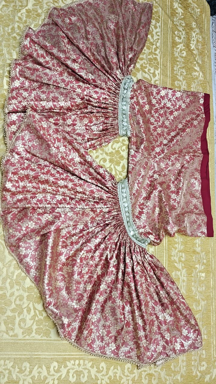 REDDISH PEACH GHARARA WITH TOUCH UP OF MOTI LACE