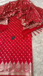 RED COLOR MASHRU SILK 3 PIECE SUIT