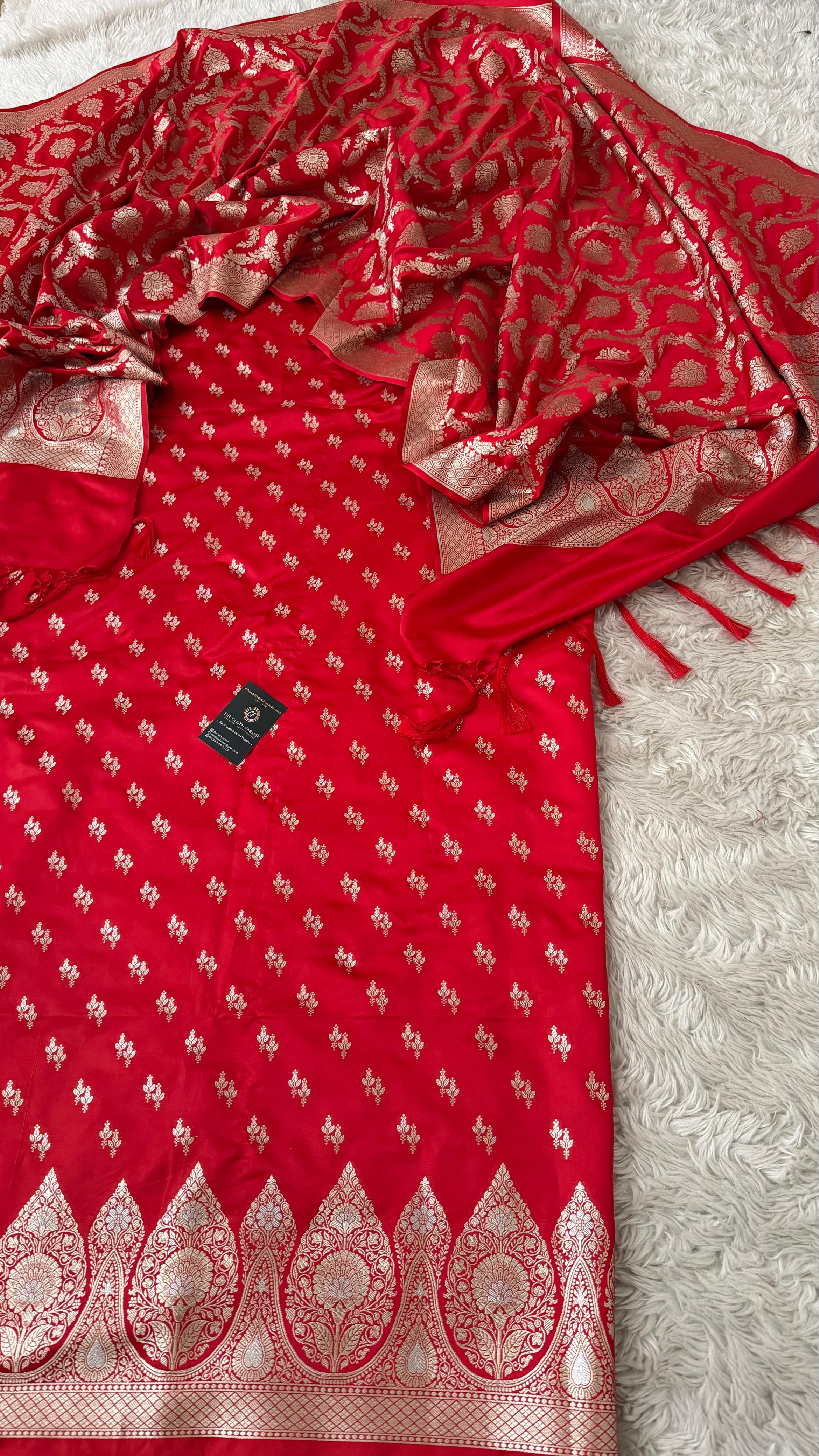 RED COLOR MASHRU SILK 3 PIECE SUIT