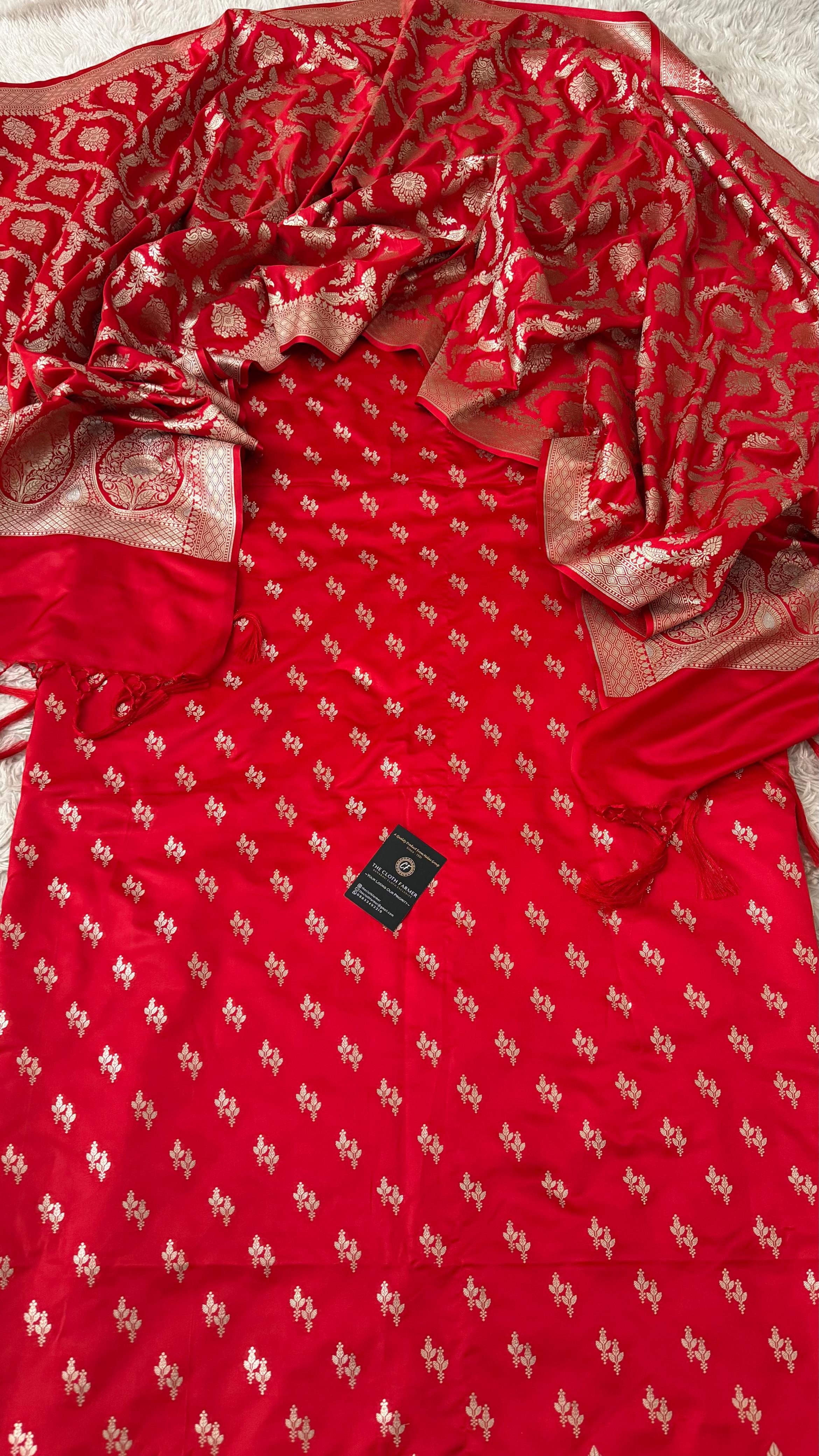 RED COLOR MASHRU SILK 3 PIECE SUIT