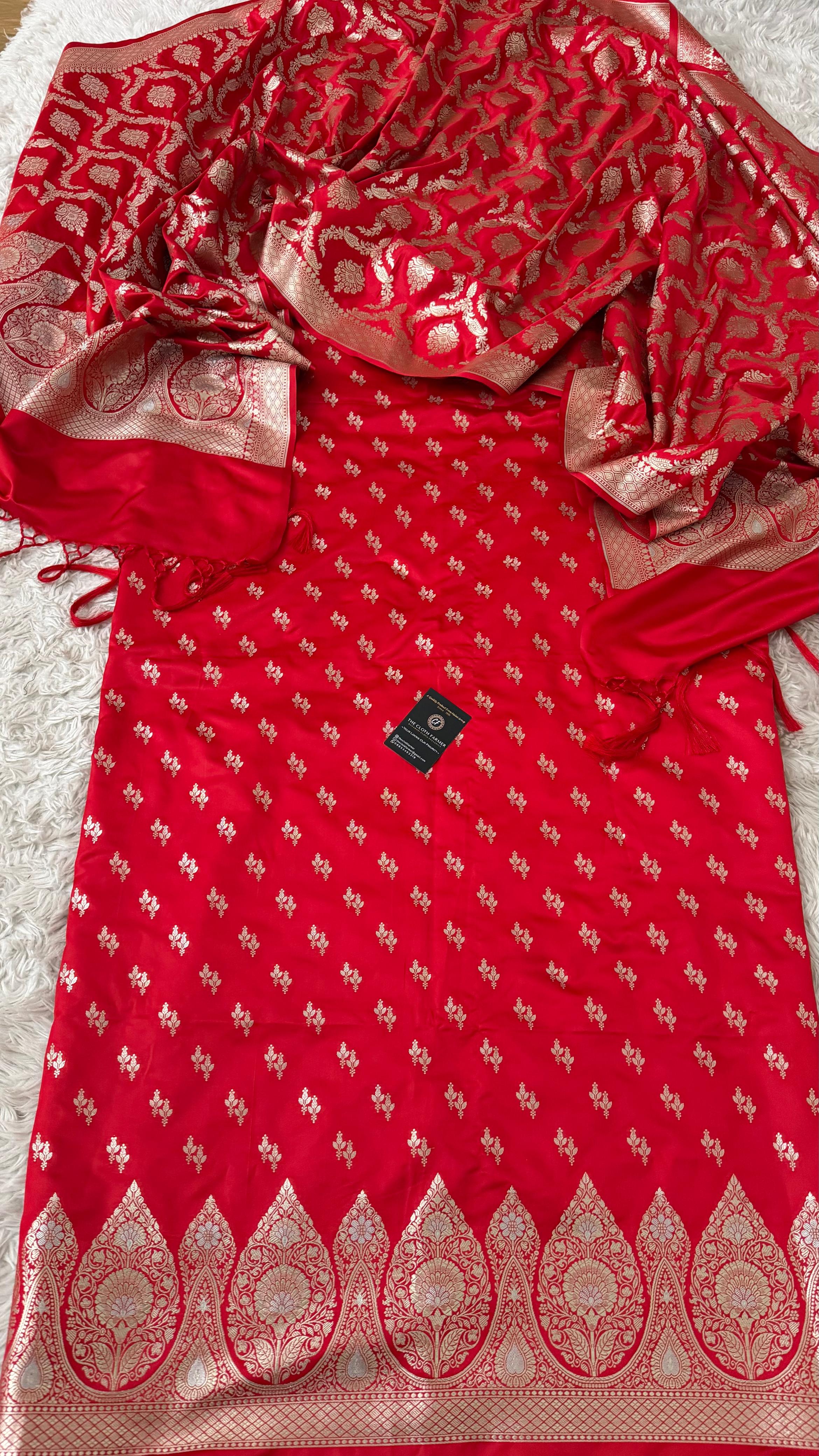 RED COLOR MASHRU SILK 3 PIECE SUIT