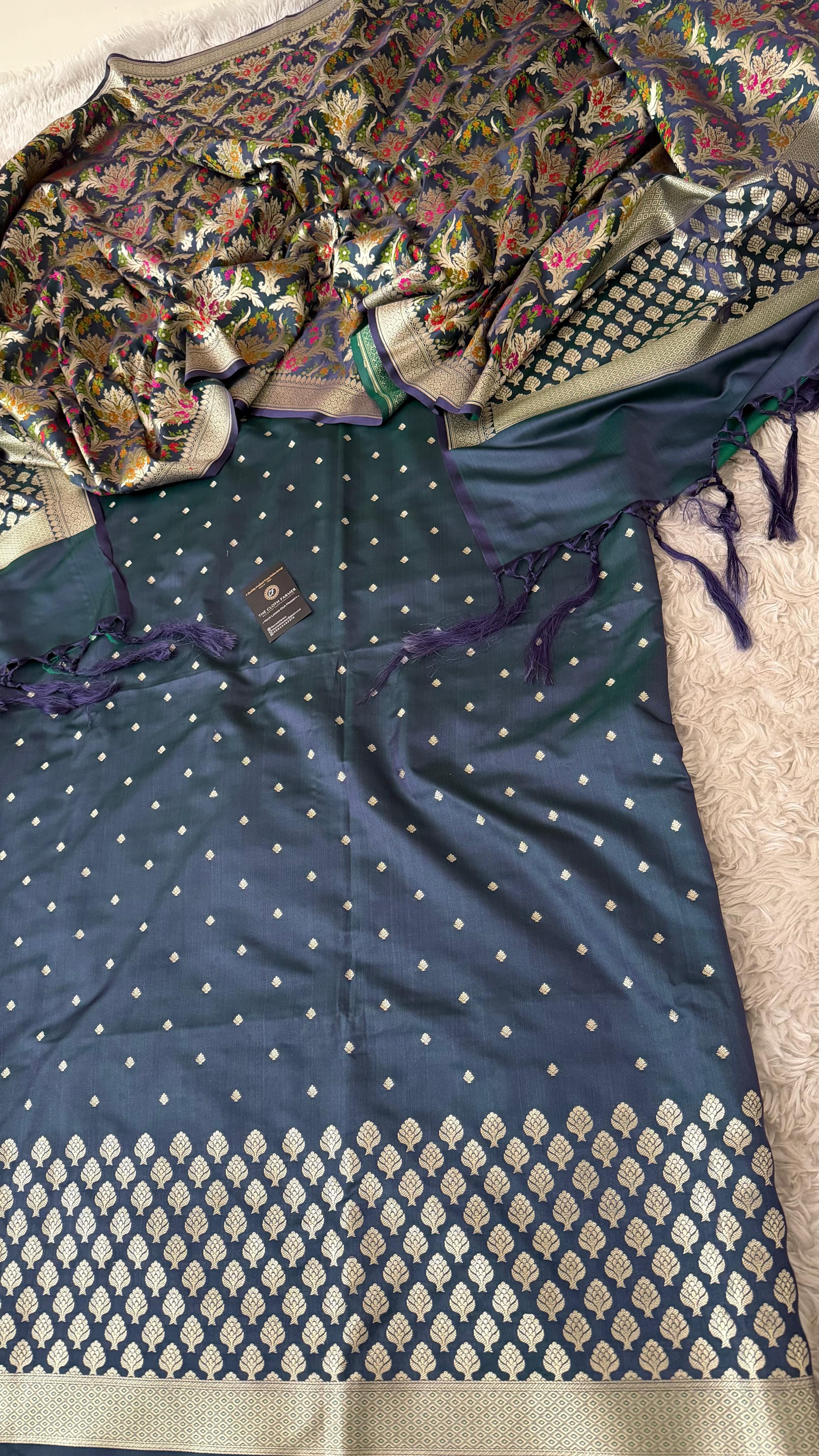 GREENISH PURPLE MASHRU SILK 3 PIECE SUIT