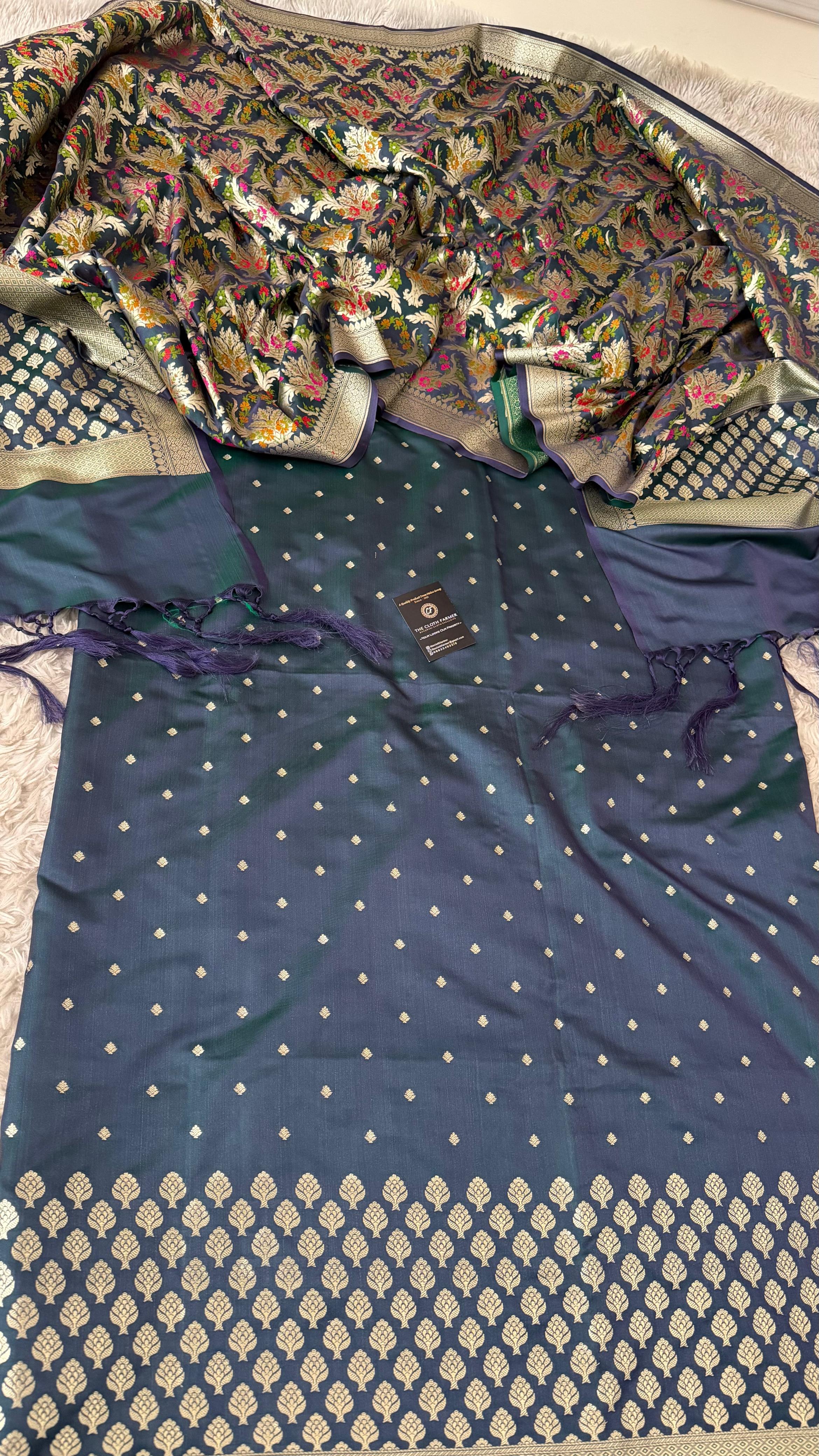 GREENISH PURPLE MASHRU SILK 3 PIECE SUIT