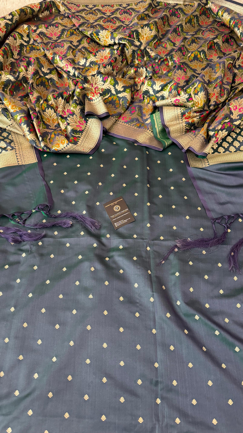 GREENISH PURPLE MASHRU SILK 3 PIECE SUIT