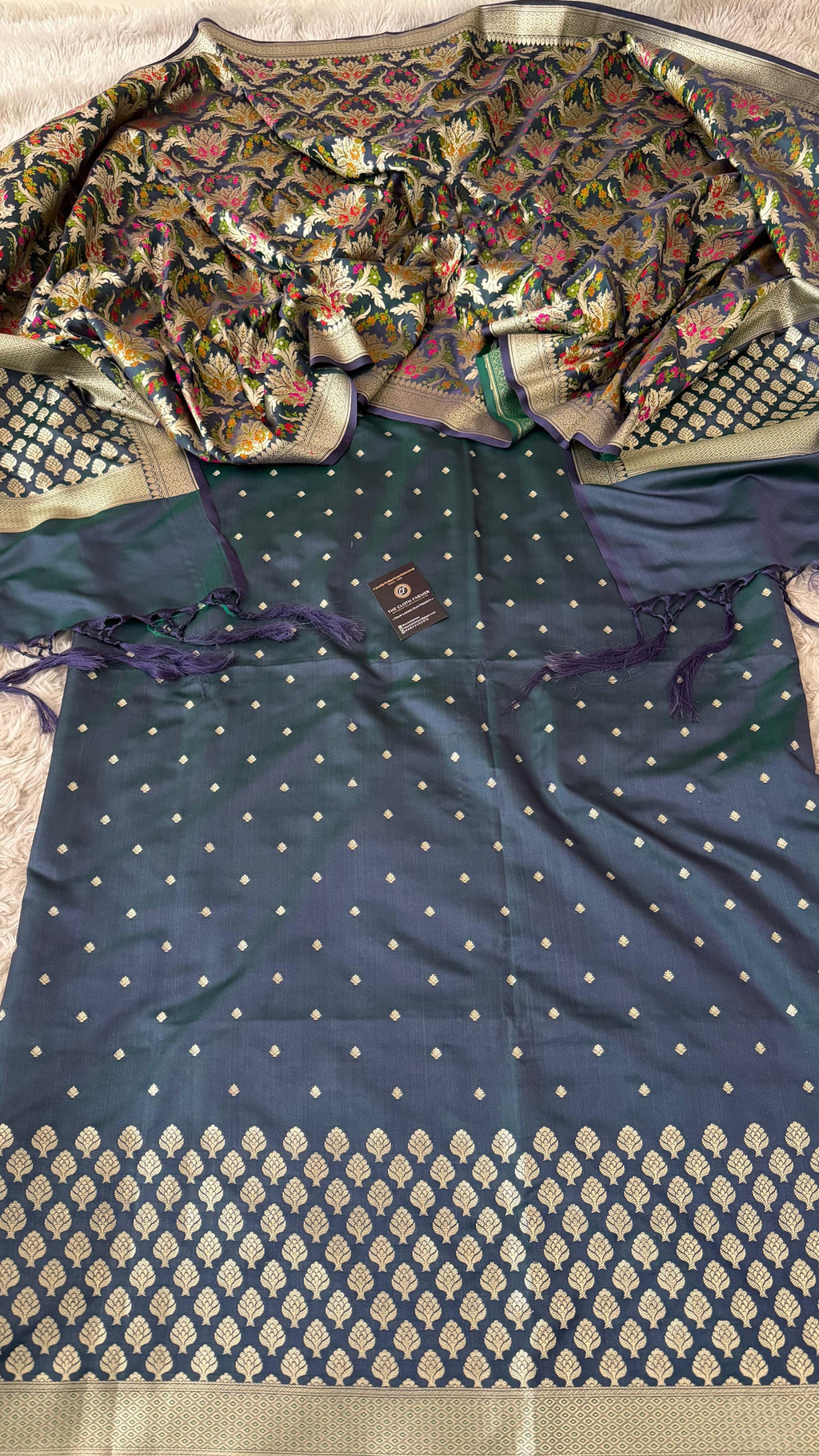 GREENISH PURPLE MASHRU SILK 3 PIECE SUIT