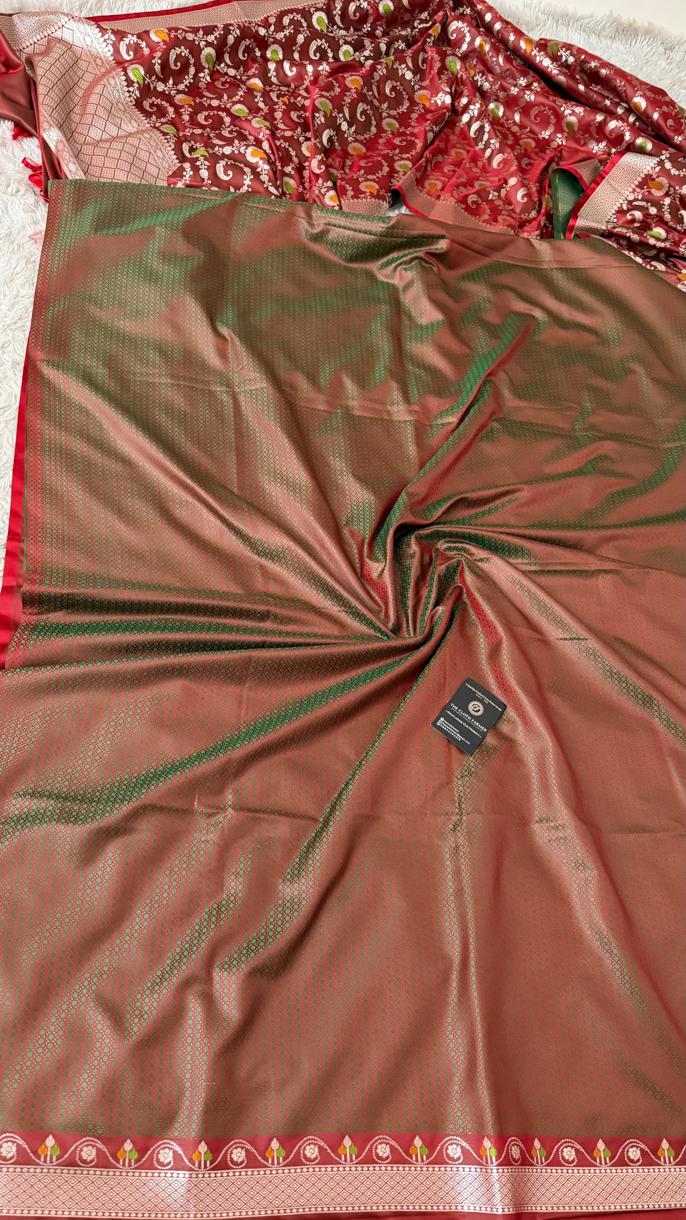 BRIGHT MAROON MASHRU SILK 3 PIECE SUIT