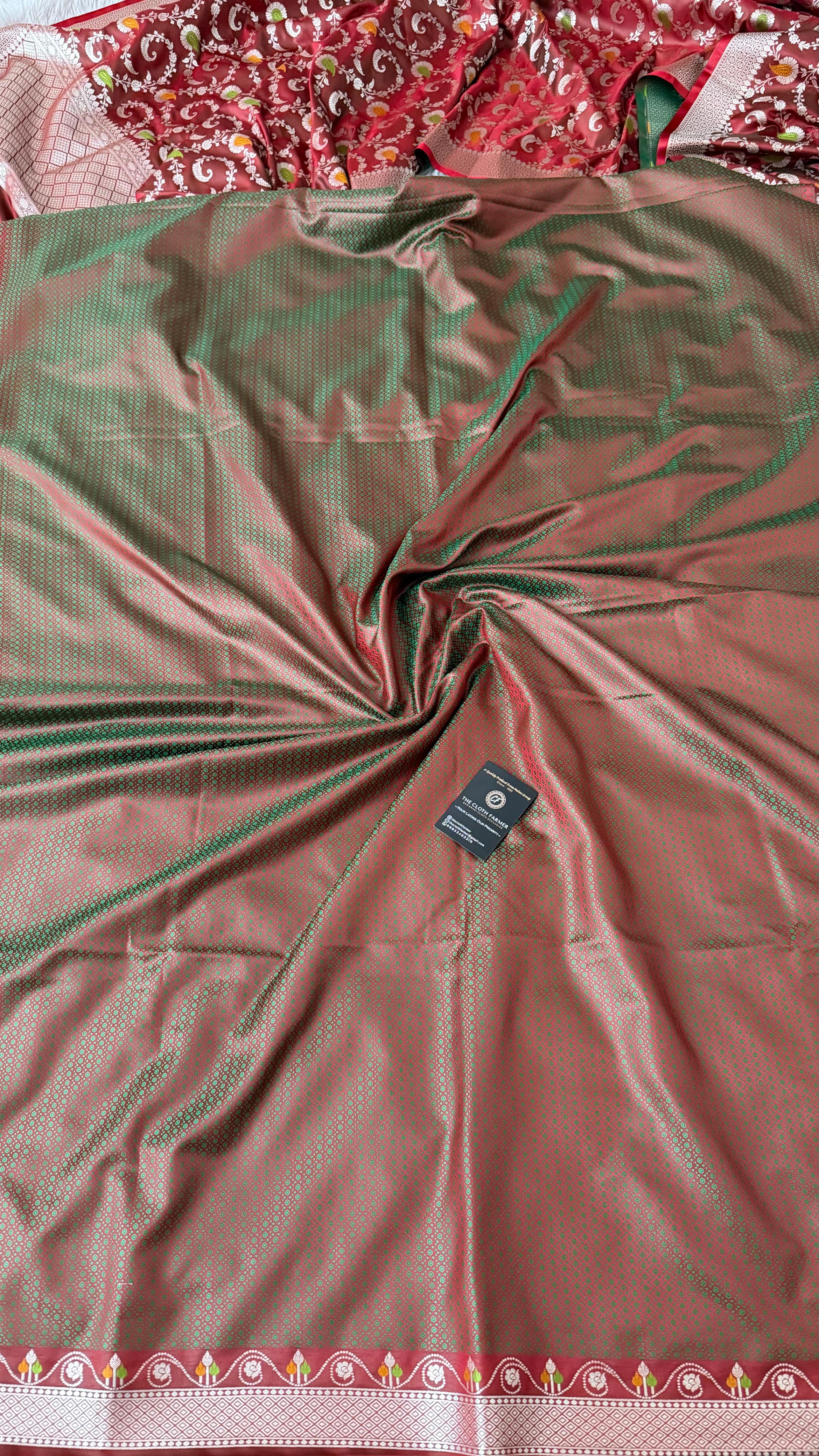 BRIGHT MAROON MASHRU SILK 3 PIECE SUIT