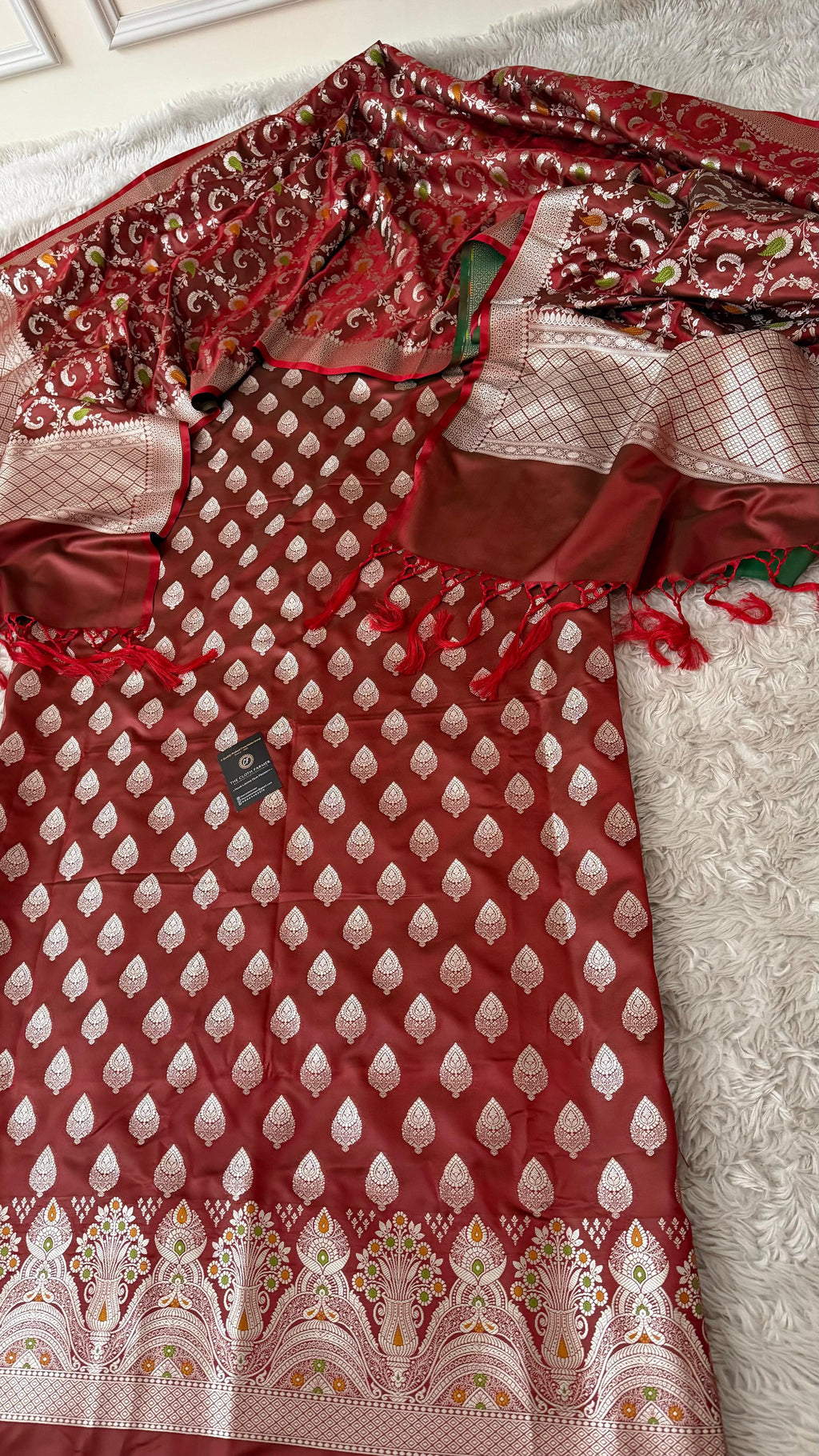 BRIGHT MAROON MASHRU SILK 3 PIECE SUIT