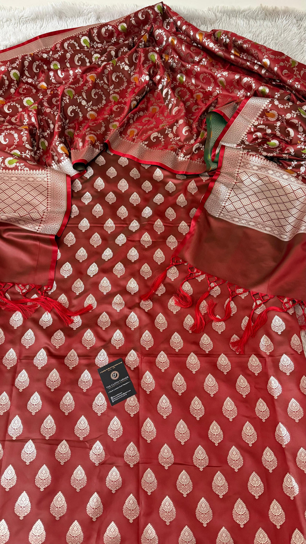 BRIGHT MAROON MASHRU SILK 3 PIECE SUIT