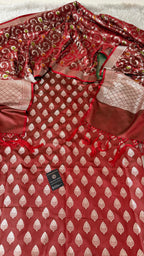 BRIGHT MAROON MASHRU SILK 3 PIECE SUIT