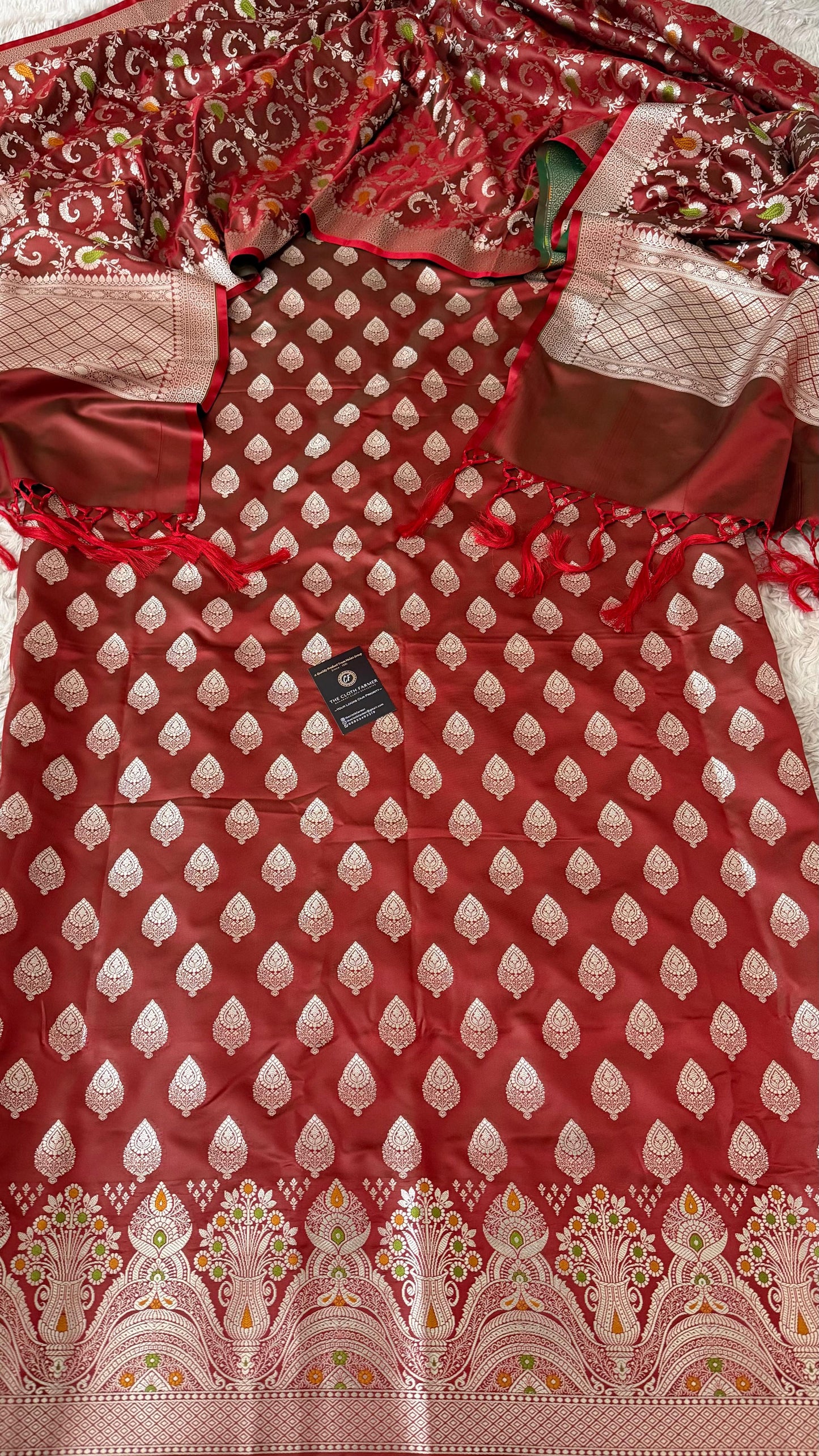 BRIGHT MAROON MASHRU SILK 3 PIECE SUIT