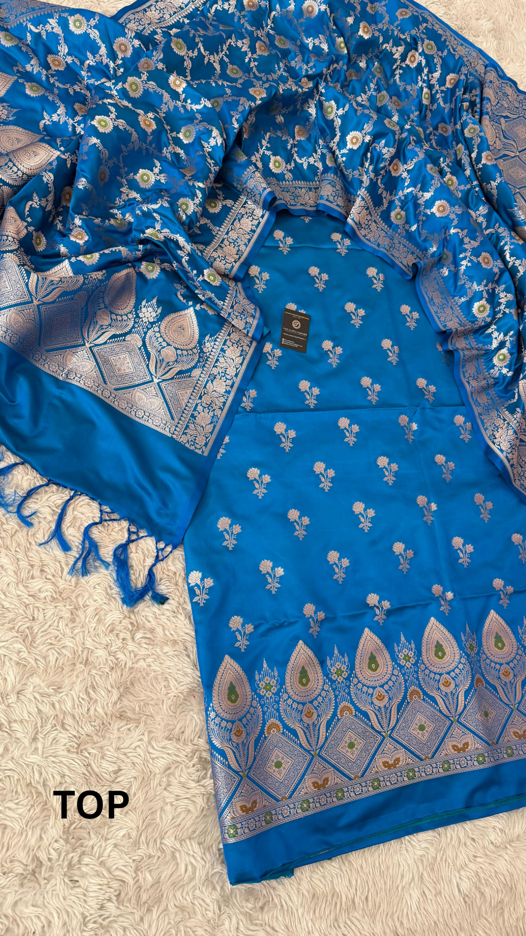 SKY BLUE MASHRU SILK 3 PIECE SUIT