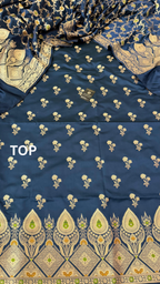 NAVY BLUE MASHRU SILK 3 PIECE SUIT