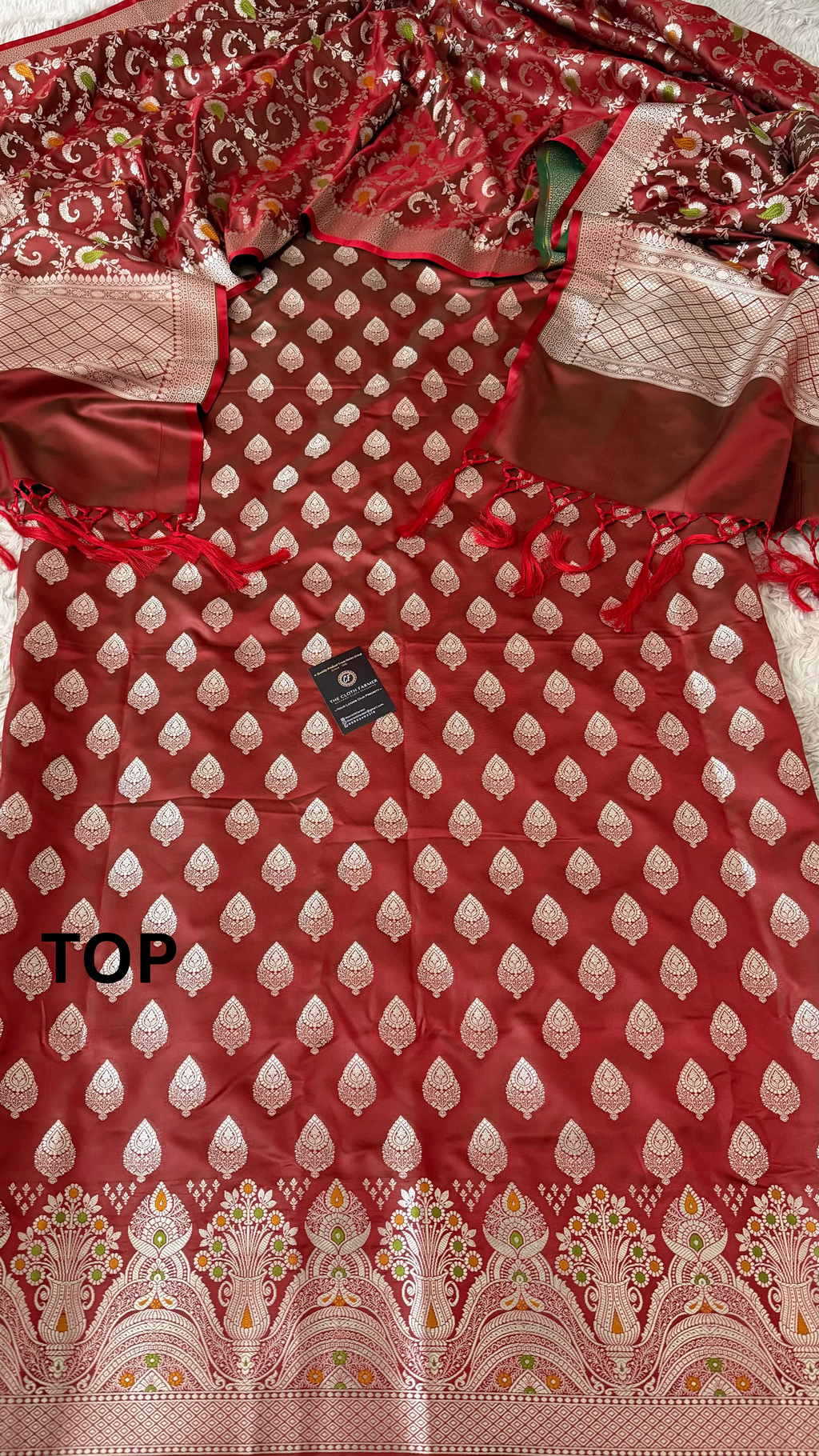 BRIGHT MAROON MASHRU SILK 3 PIECE SUIT